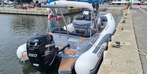 Vente semi rigide occasion Grand Golden Line G850 équipé d'un moteur Mercury 350 Cv à La Londe les Maures