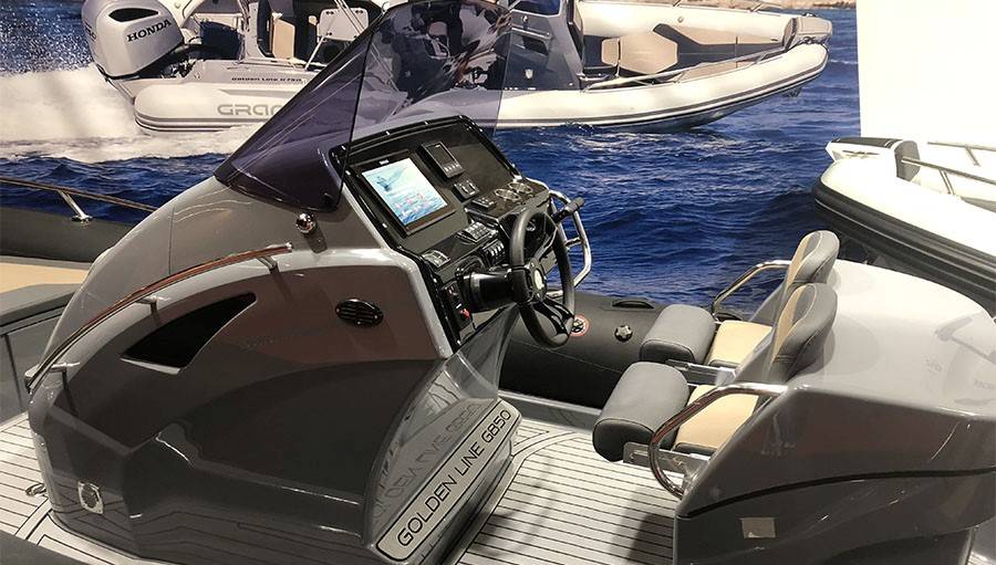 Vente bateau semi rigide occasion Grand Golden Line G850 équipé de 2 moteurs Honda BF200D XDU, Chantier Naval du Cap Ferret