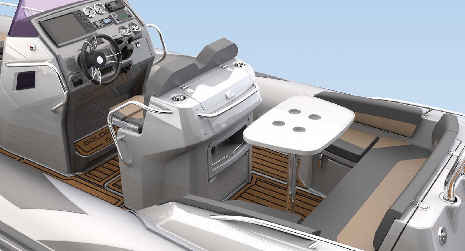 Semi rigide GRAND BOATS Golden Line G750 Hypalon ou PVC, équipé de moteur Honda